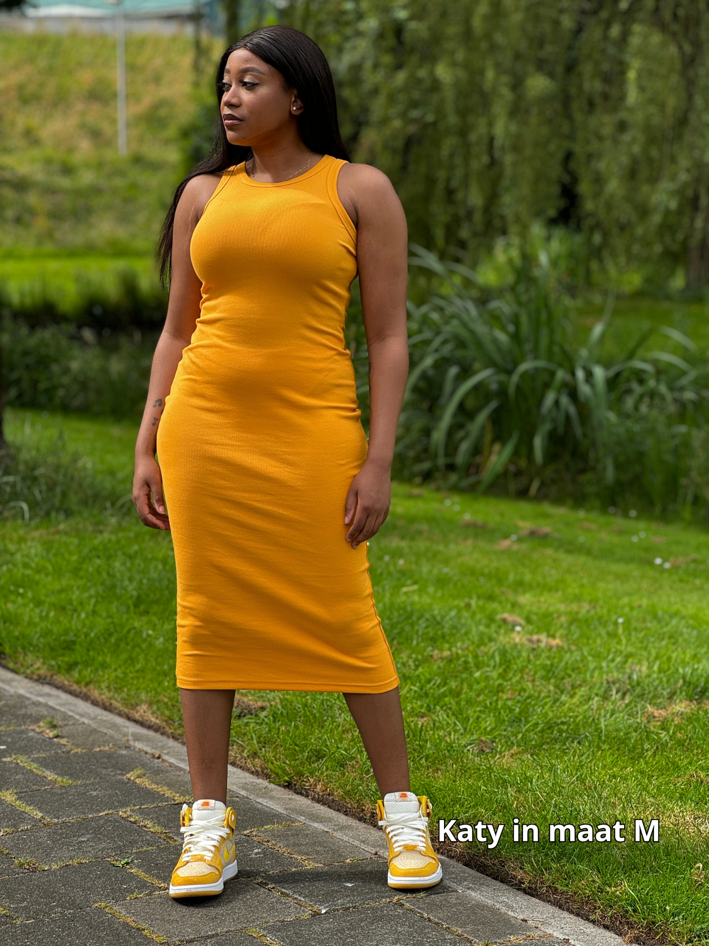 Geel zomer jurk in S t/m 2XL