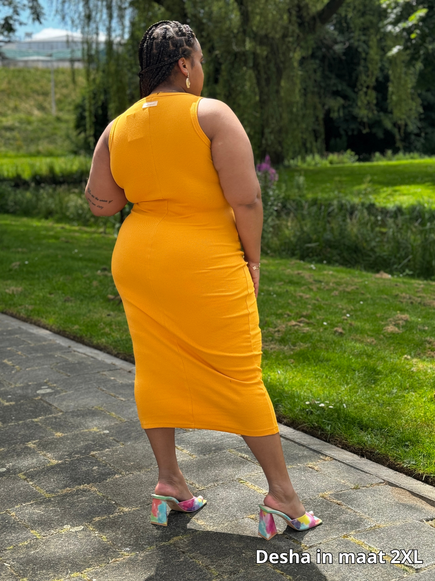 Geel zomer jurk plussize