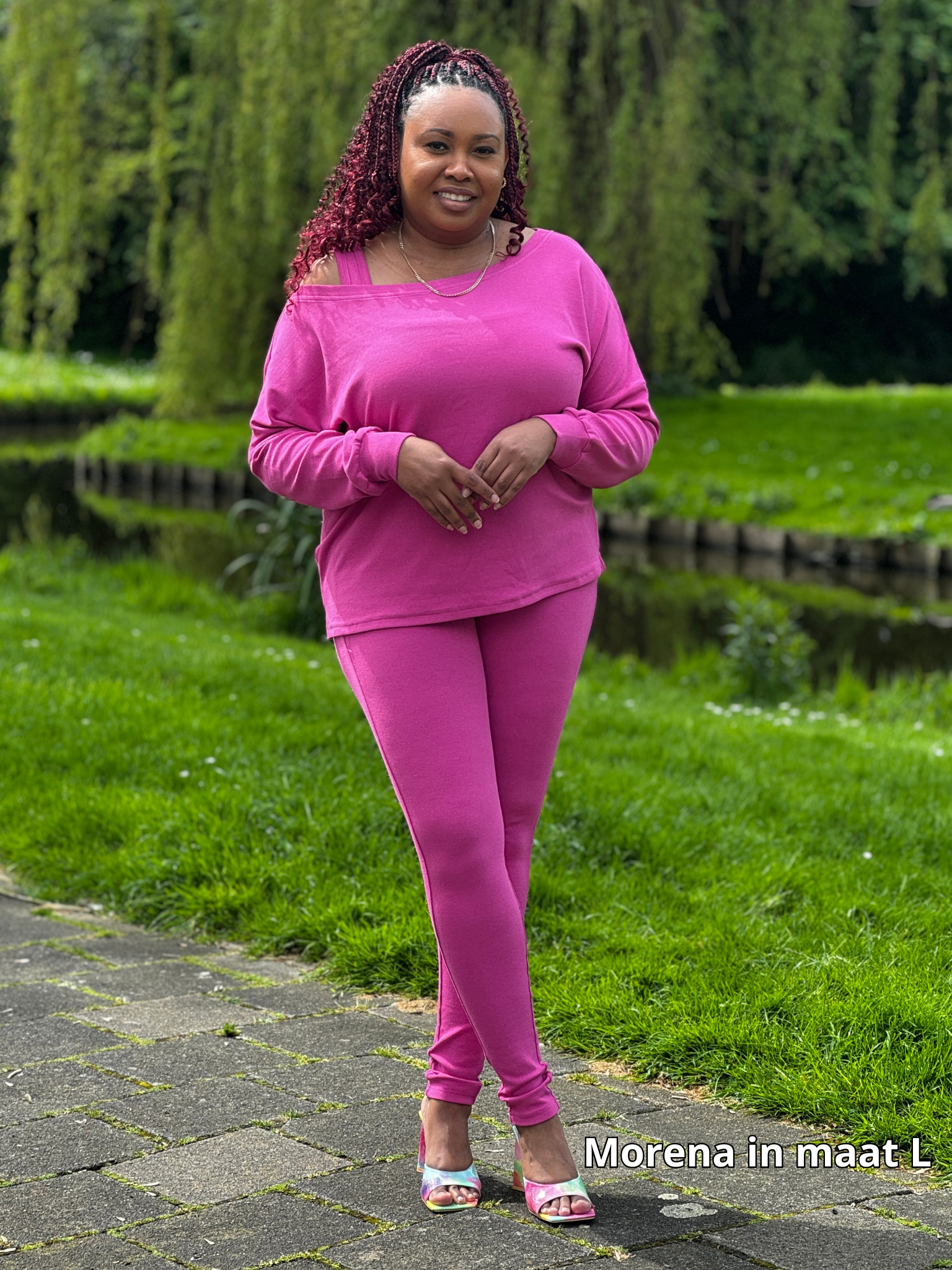 Roze/fuchsia legging set/ plussize