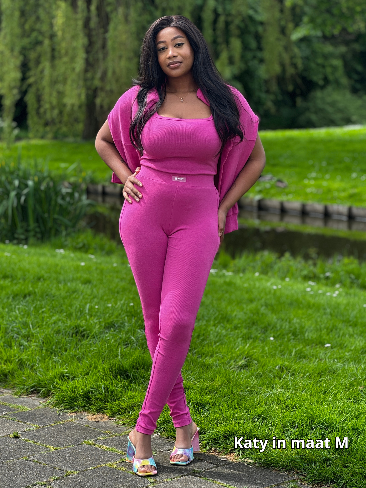 Roze legging set, lounge kleding